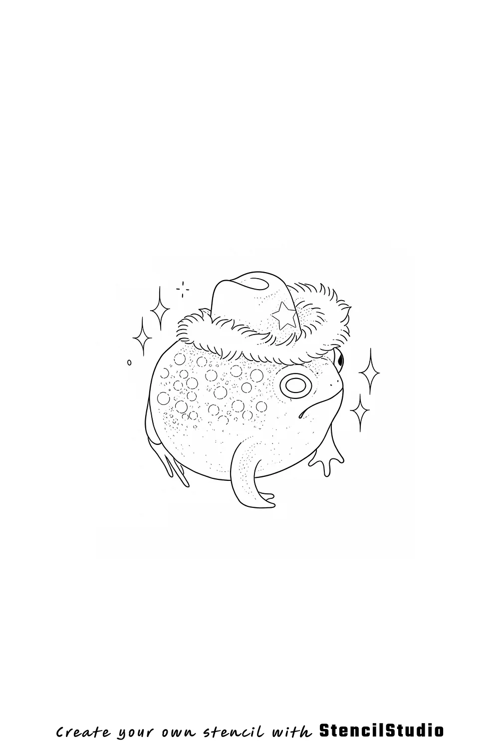frog in cowboy hat tattoo stencil example