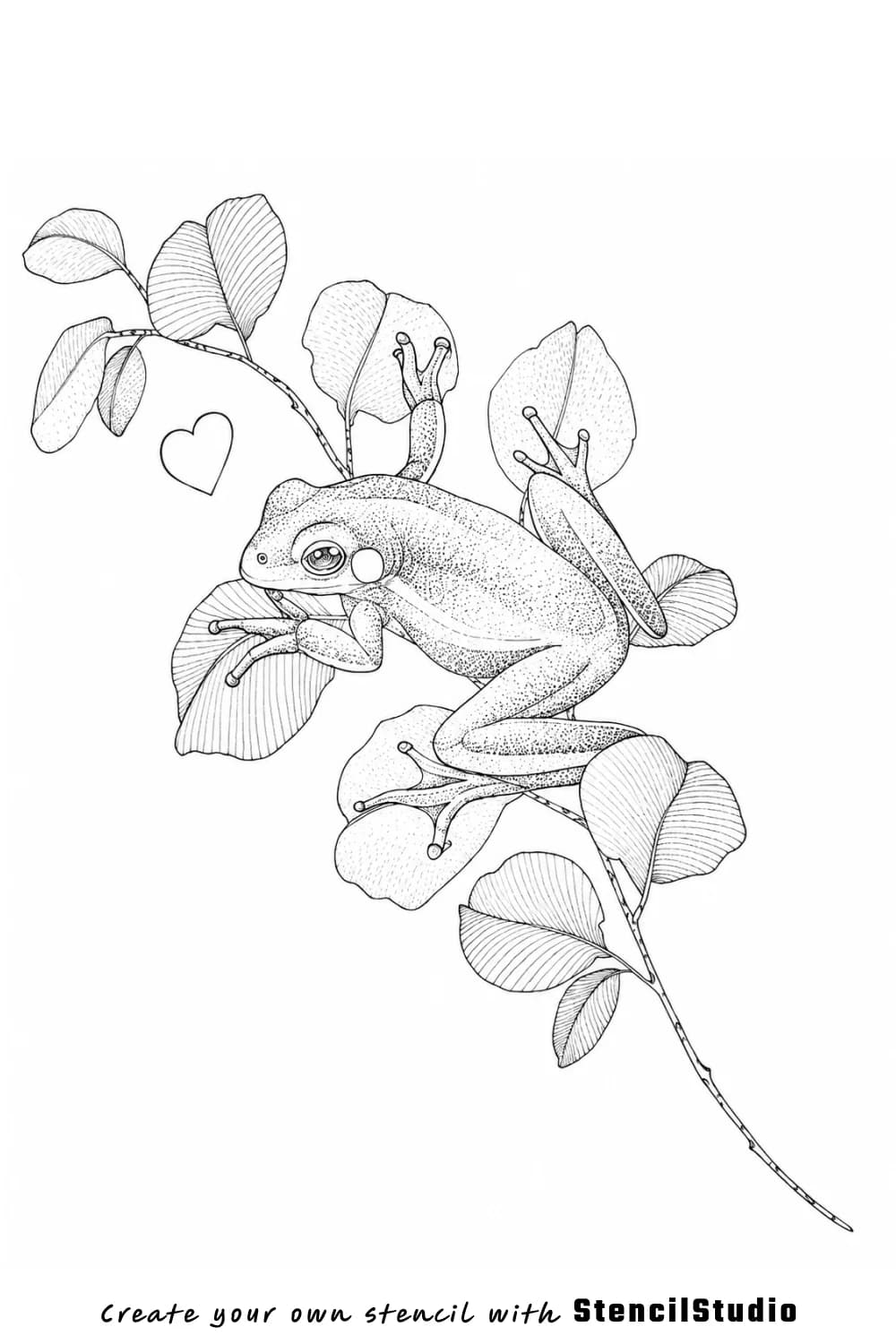 tree frog on branch tattoo stencil example