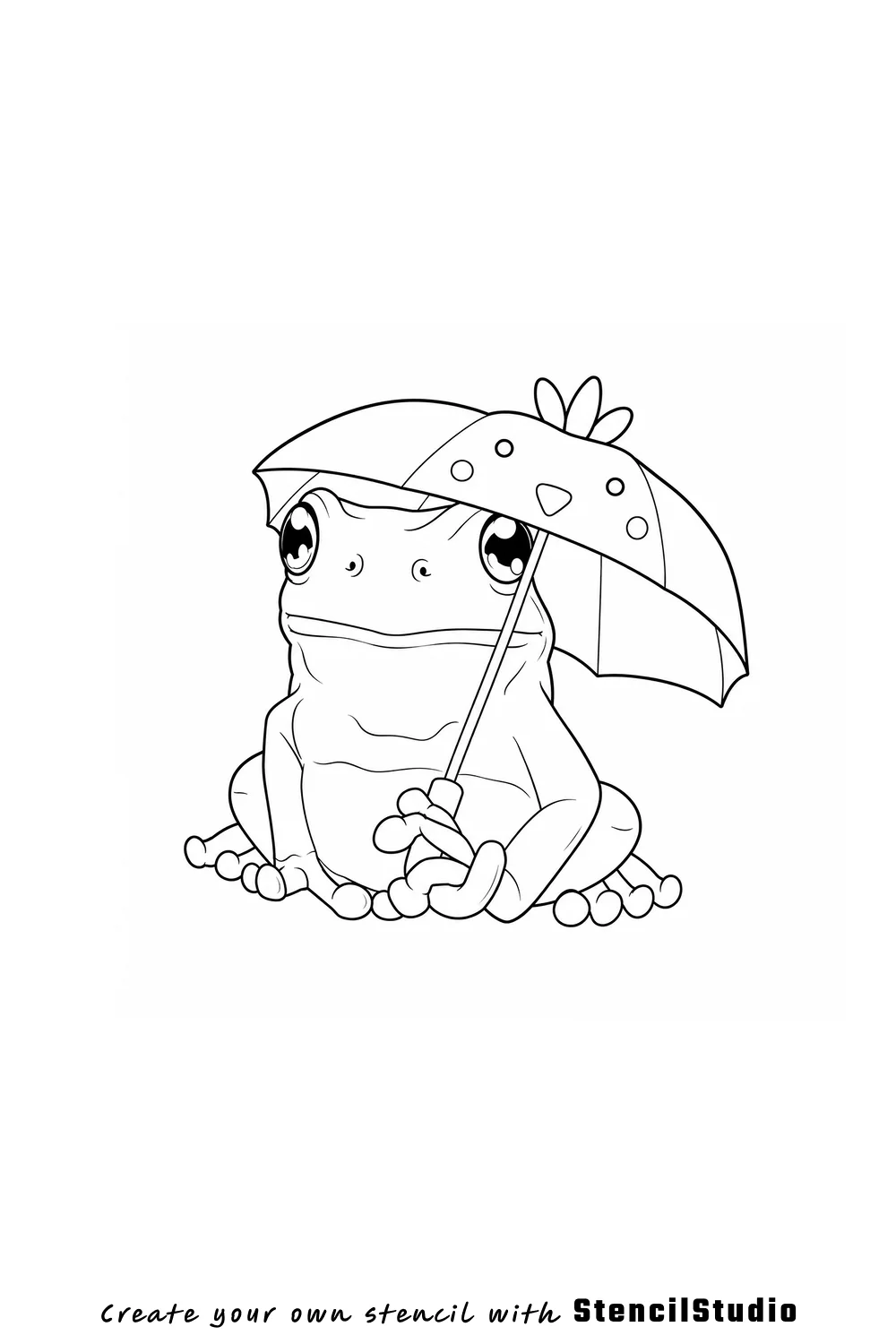 frog with umbrella tattoo stencil example