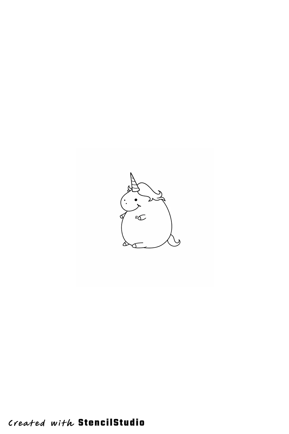 Fantasy tattoo stencil example featuring a minimal unicorn mascot