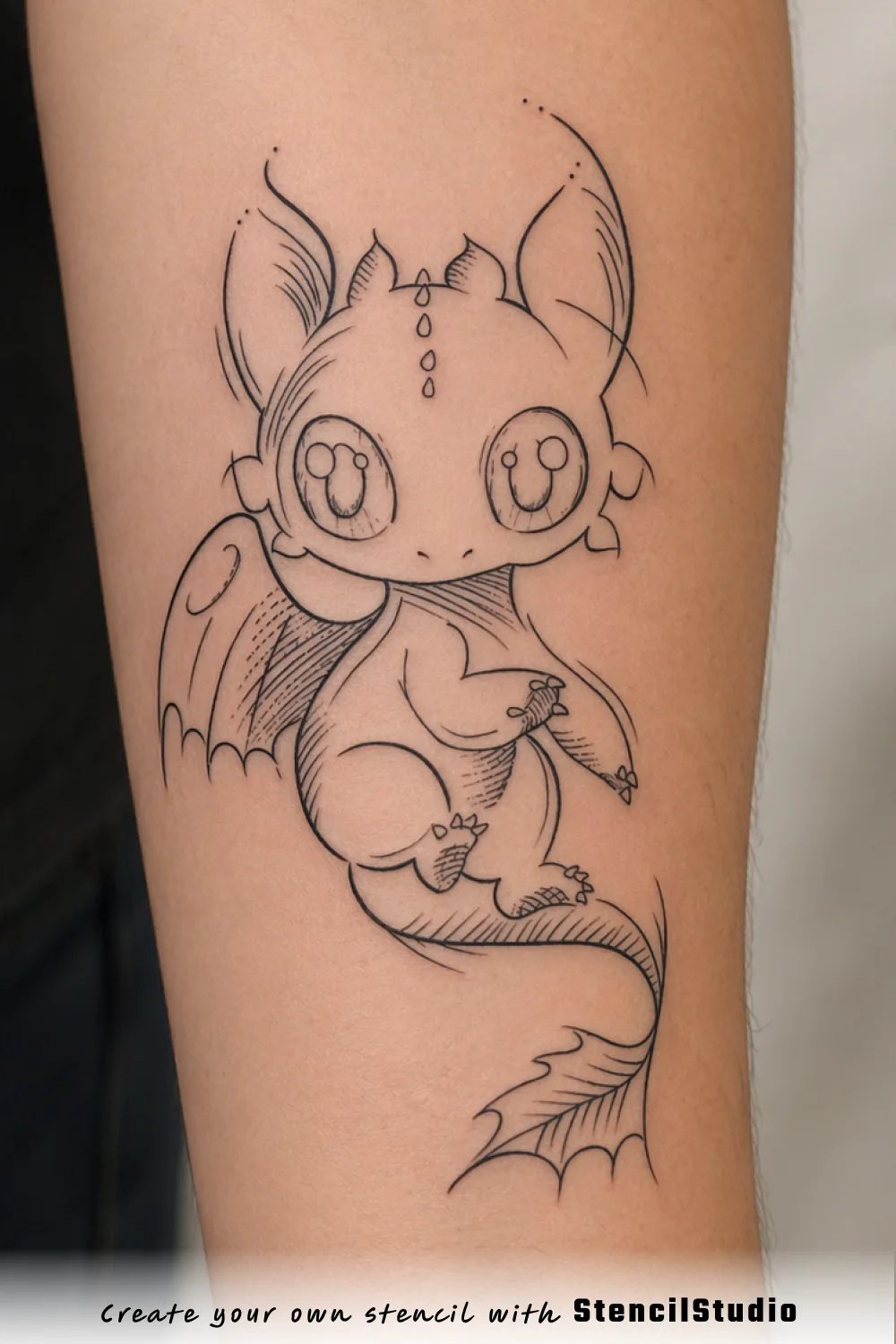 baby dragon tattoo stencil example