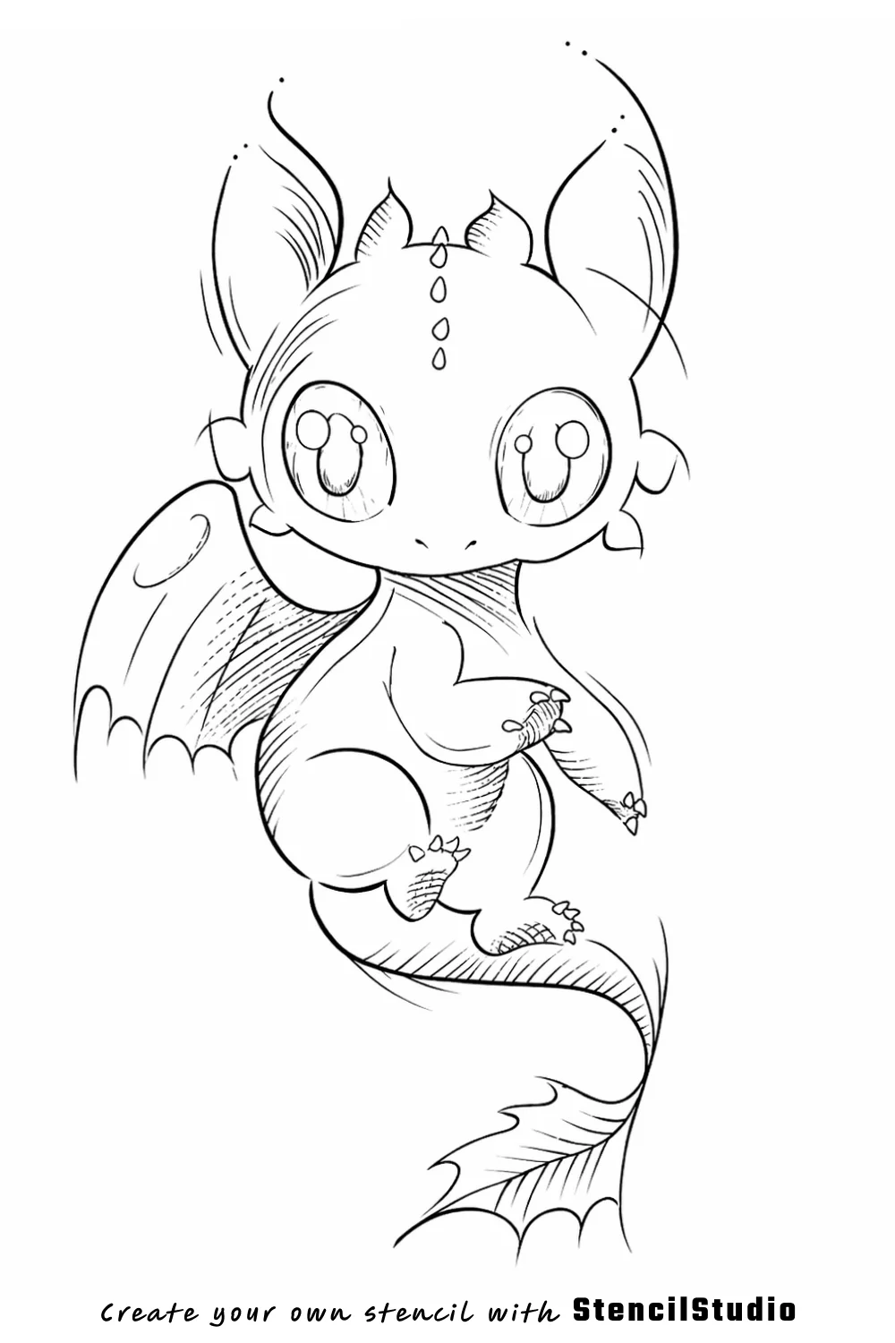 baby dragon tattoo stencil example