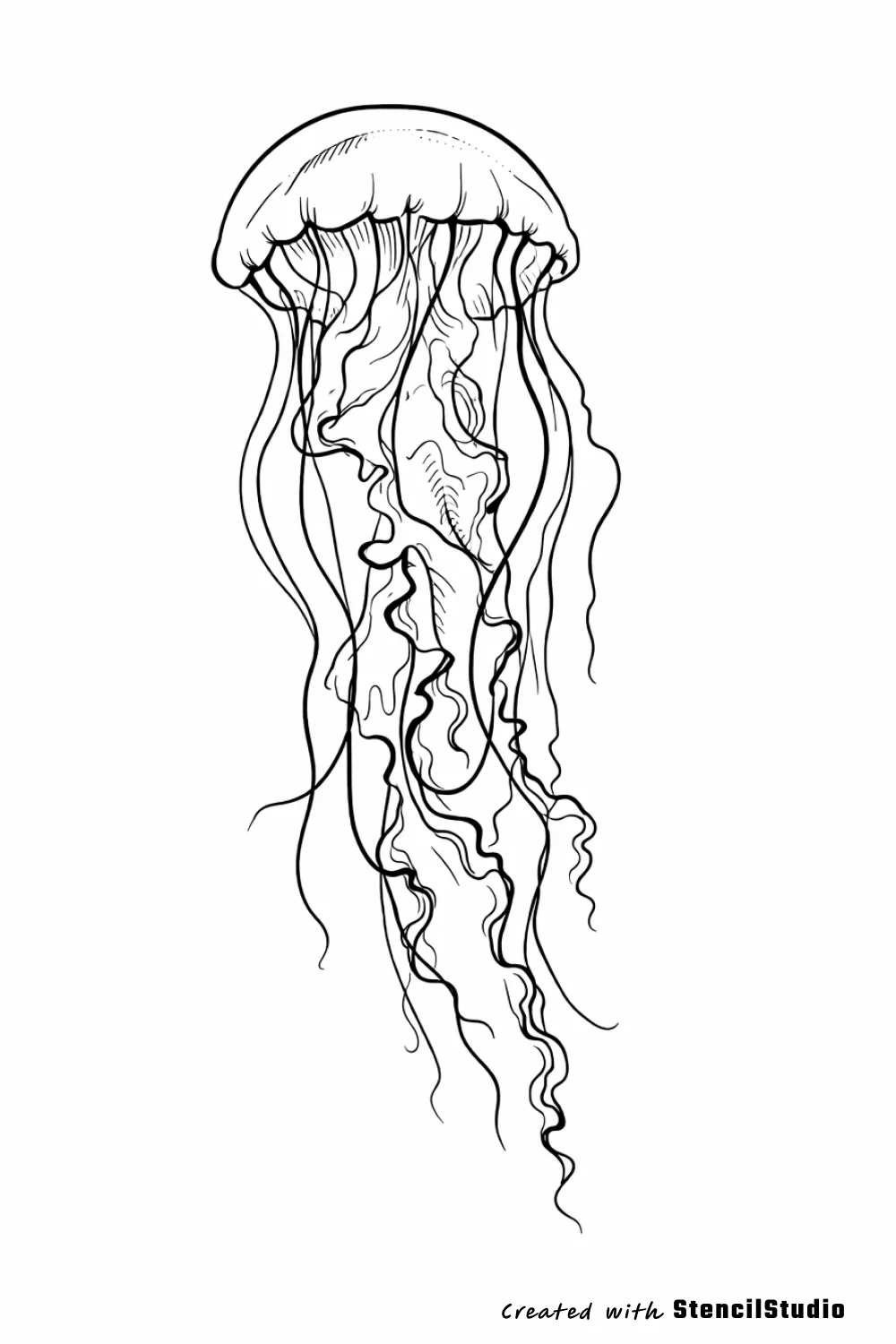 People Tattoo Stencil Group example featuring jellyfish linework and readable silhouette