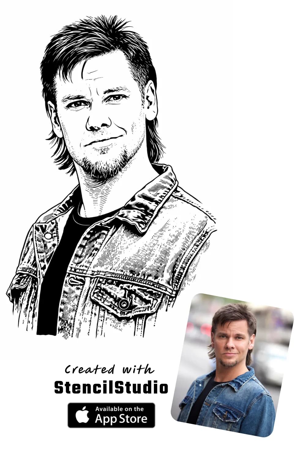 People Tattoo Stencil Group example featuring portrait linework and readable silhouette