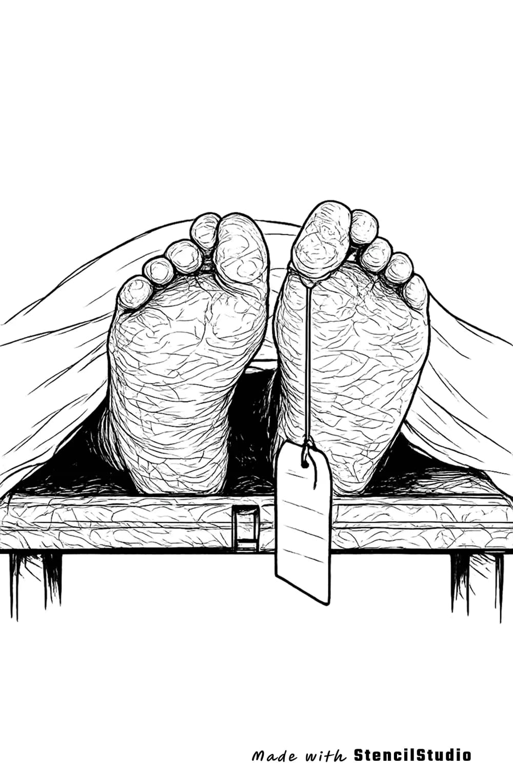 morgue feet tattoo stencil example