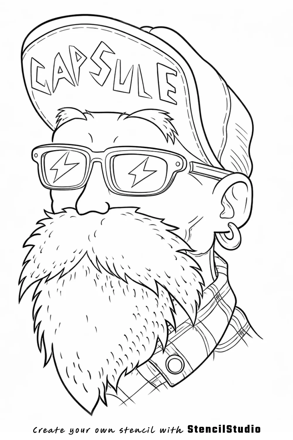 bearded man portrait tattoo stencil example