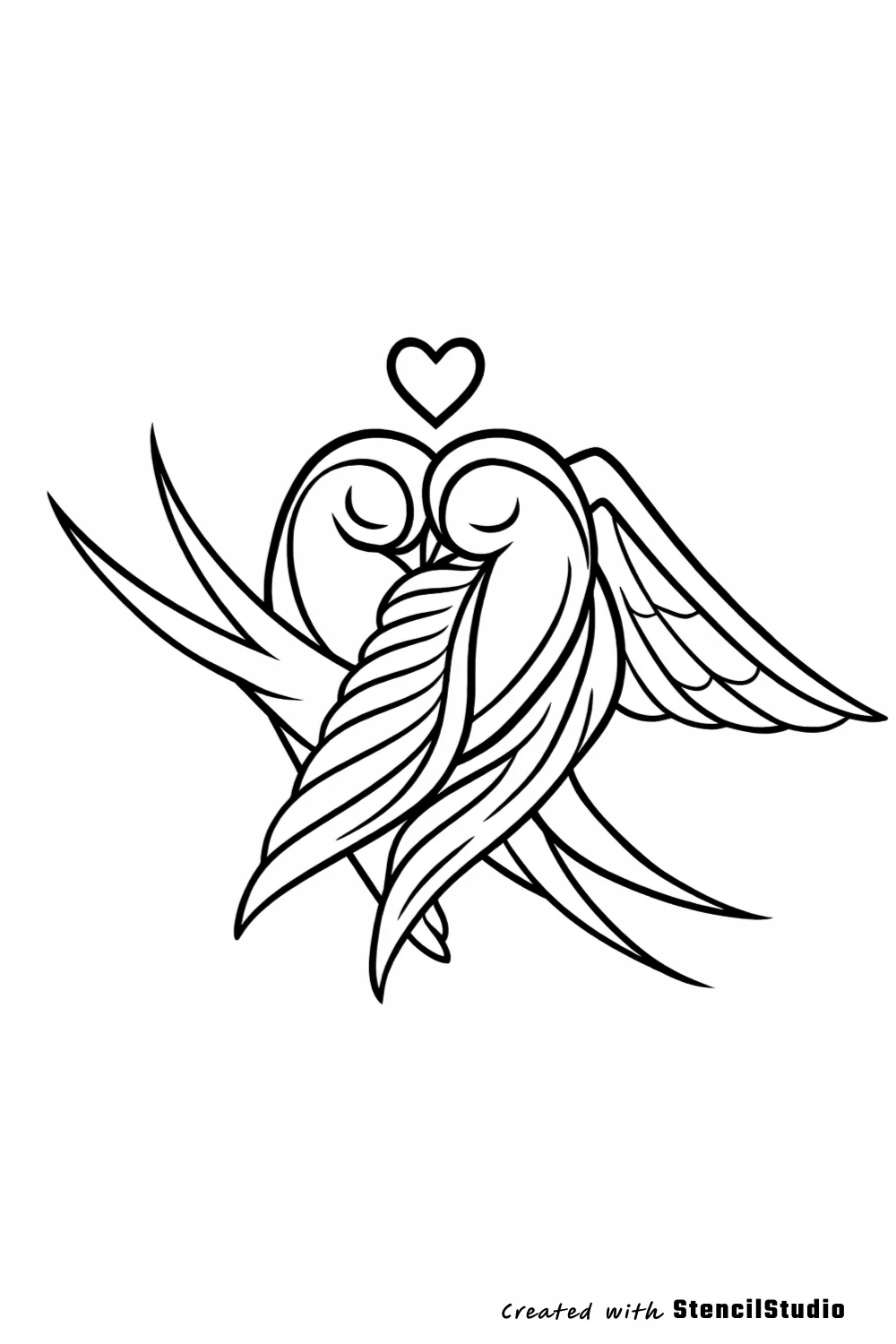 Symbol tattoo stencil example featuring love birds