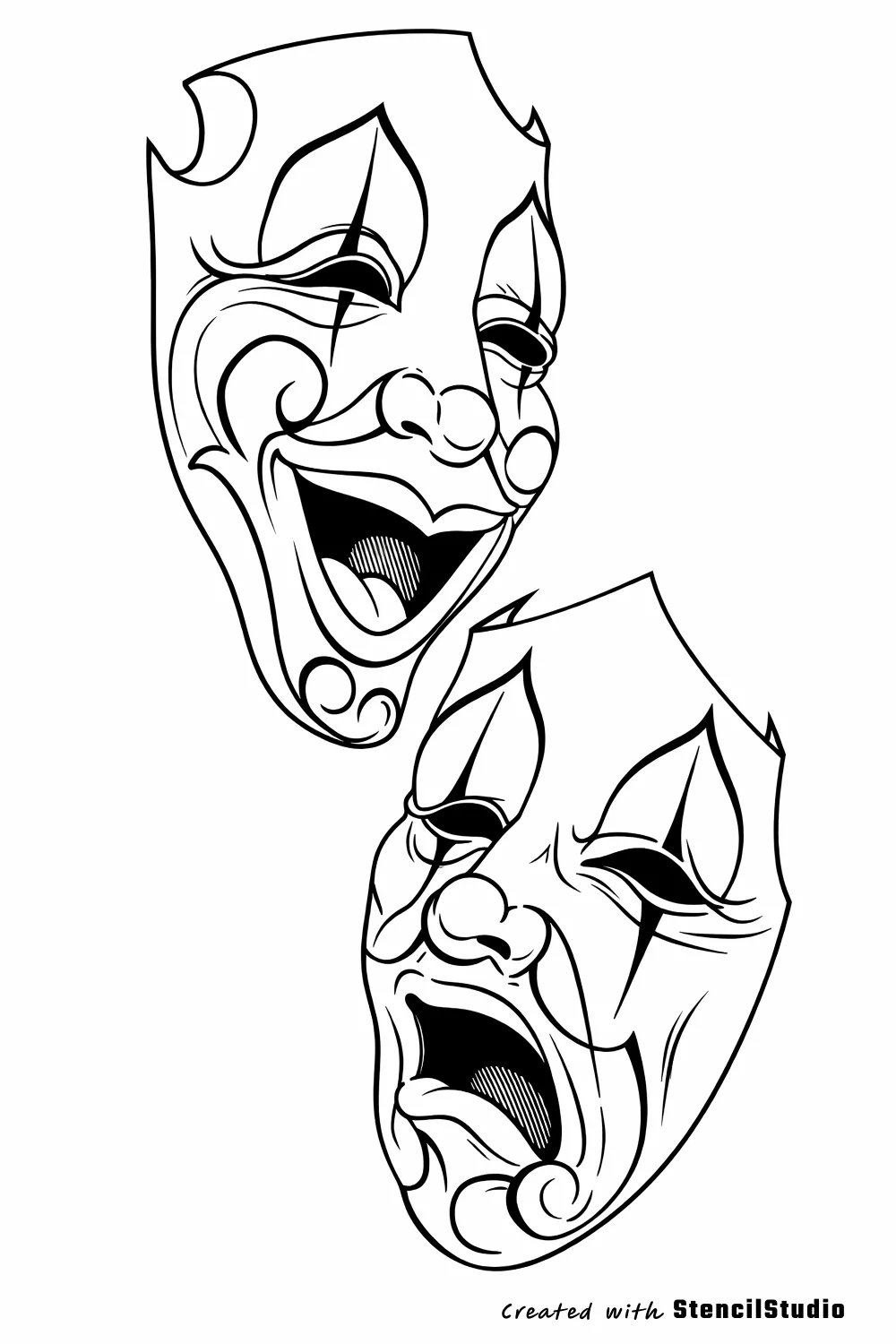 theater masks tattoo stencil example
