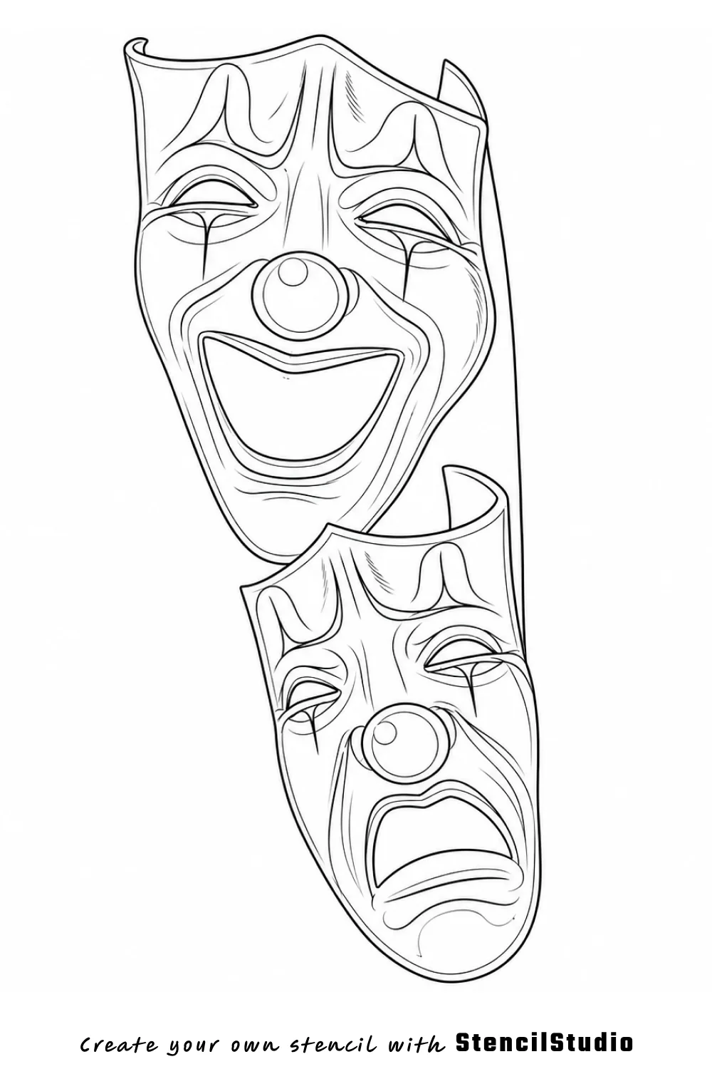 Clown drama masks alternate styling tattoo stencil example