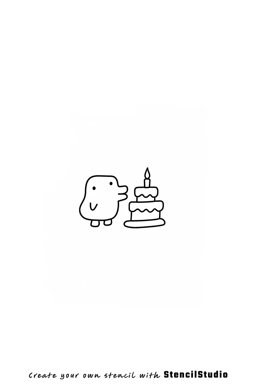 Blob creature with birthday cake tattoo stencil example