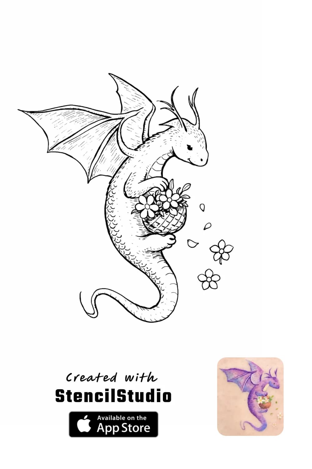 Dragon tattoo stencil example frame 1000008207 png
