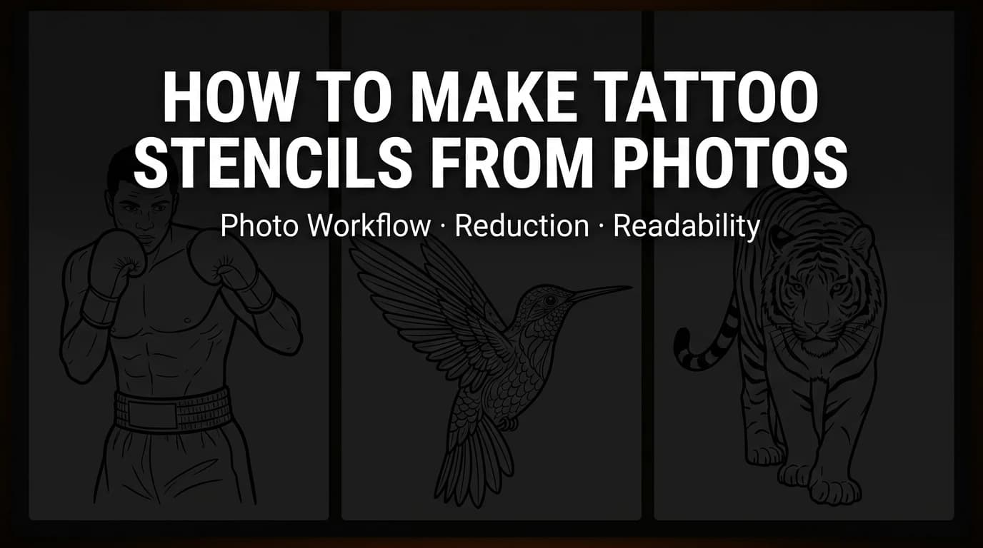 Boxer, hummingbird and tiger tattoo stencil collage - how to make stencils from photos
