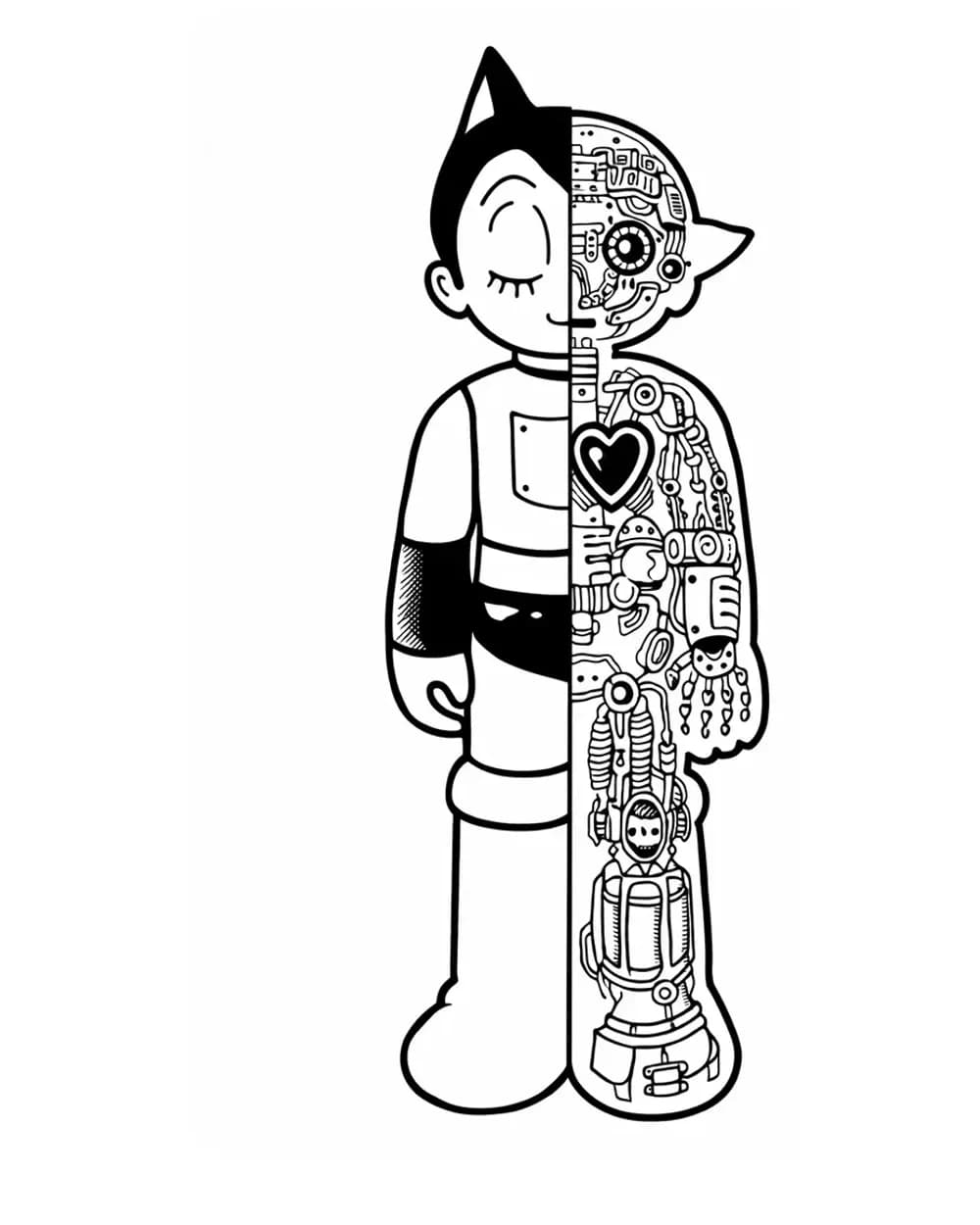 Anime Tattoo Stencil Group example featuring astro boy linework and readable silhouette