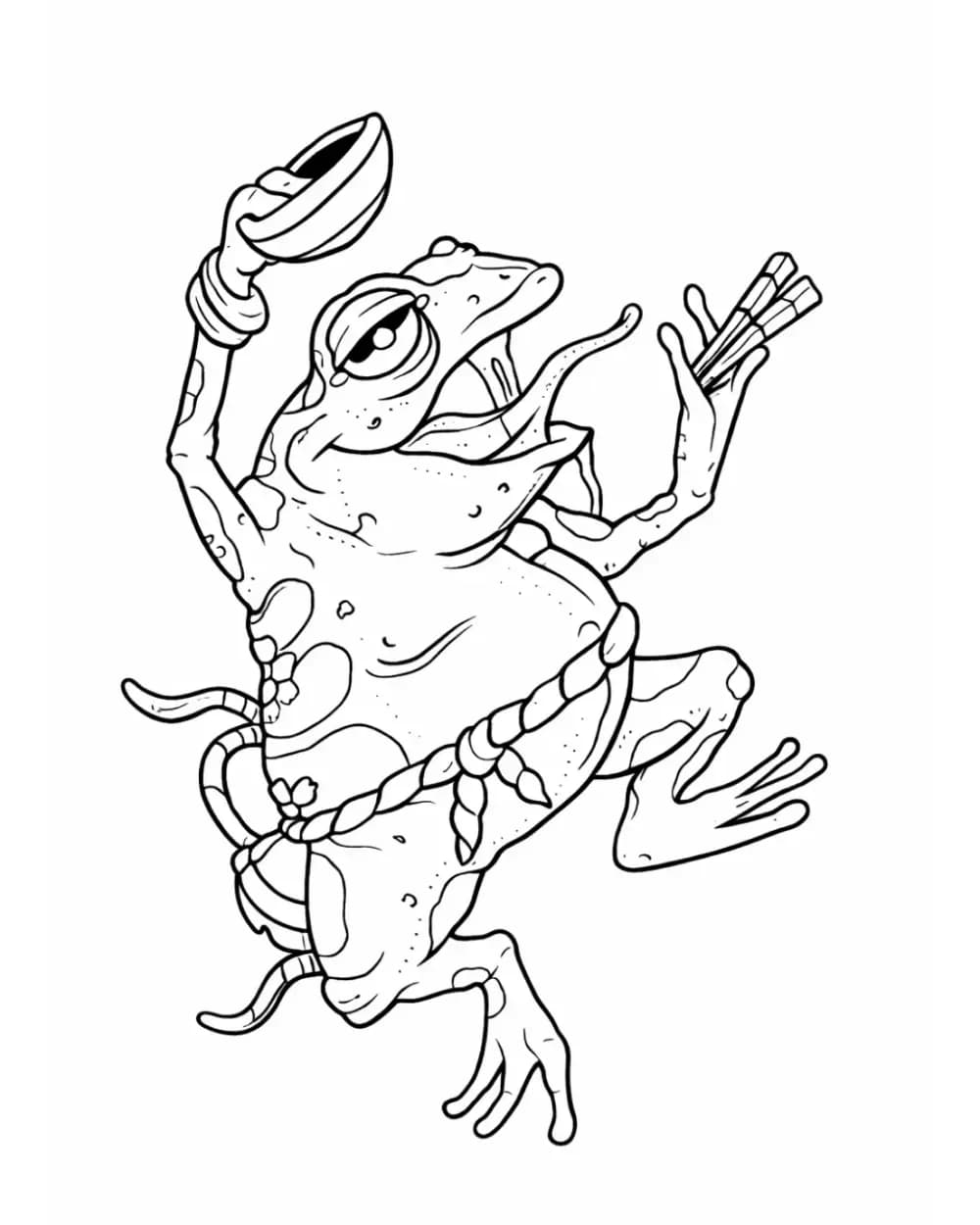 Anime Tattoo Stencil Group example featuring frog yokai linework and readable silhouette