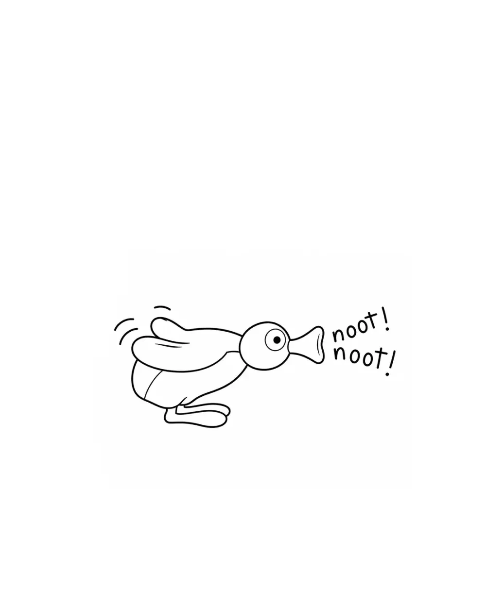 Cartoon penguin trumpet beak tattoo stencil example