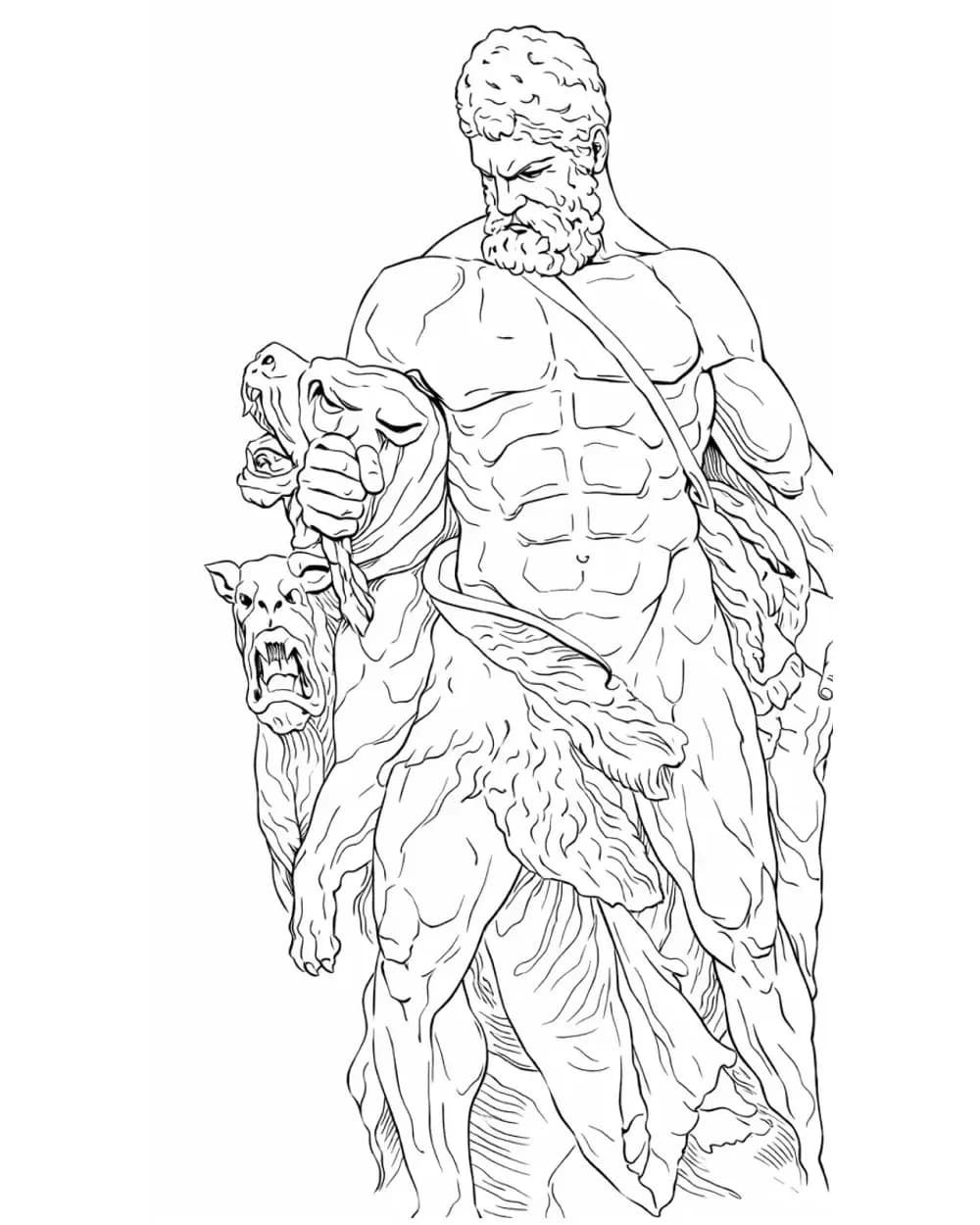 People tattoo stencil example featuring a classical Hercules statue