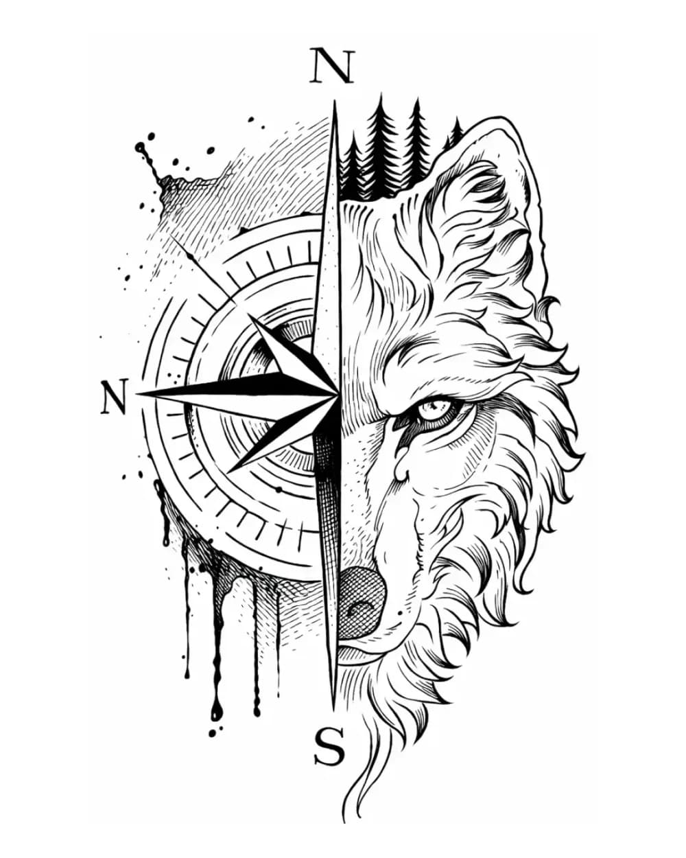Wolf tattoo stencil example frame 1000008320 png