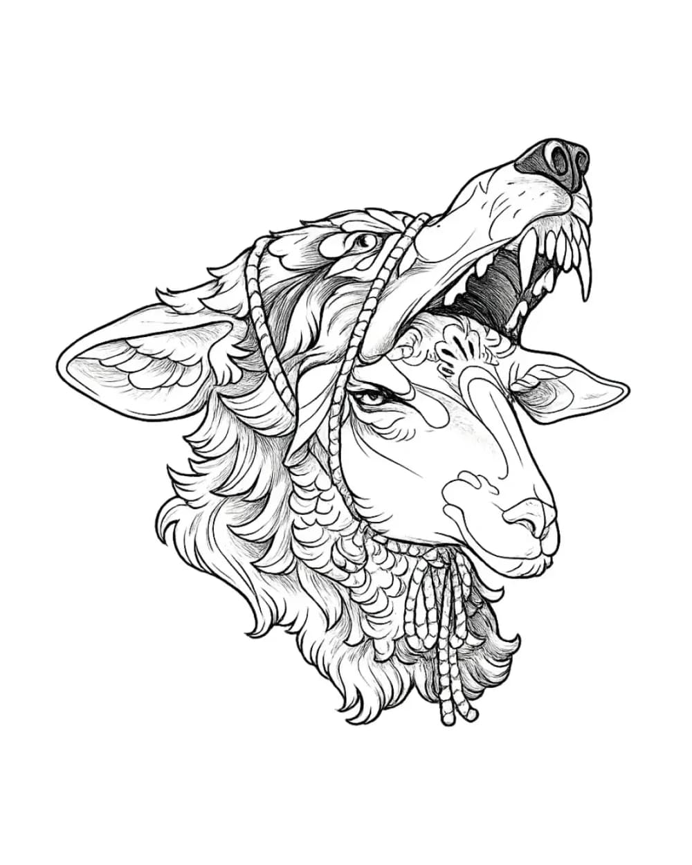 Wolf tattoo stencil example frame 1000008339 png