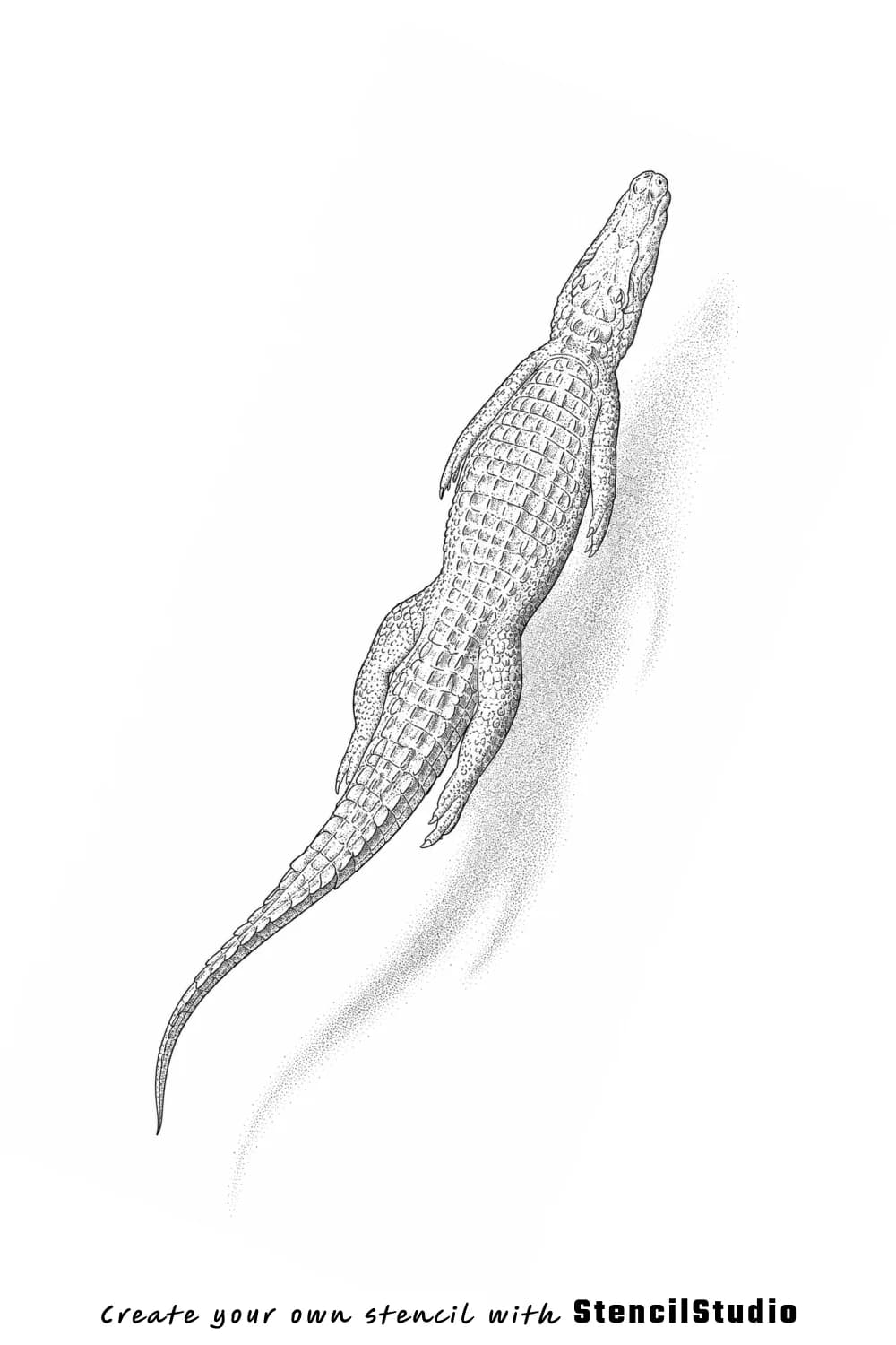crocodile tattoo stencil example