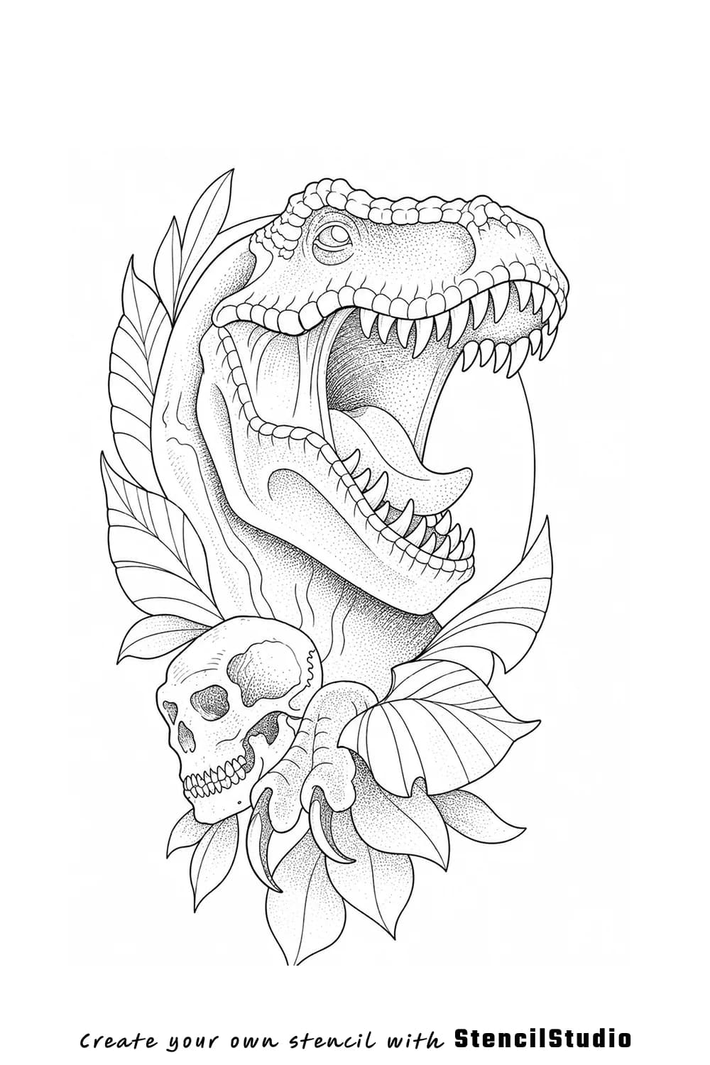 t-rex tattoo stencil example