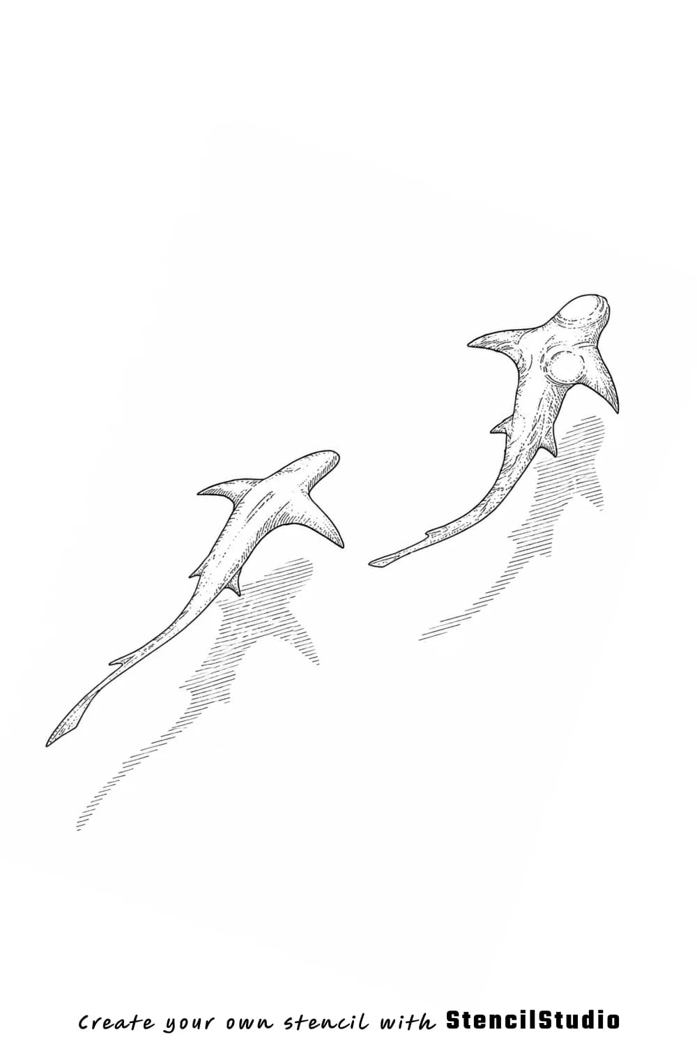 sharks tattoo stencil example