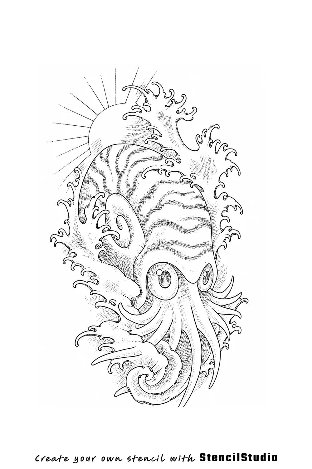 nautilus tattoo stencil example