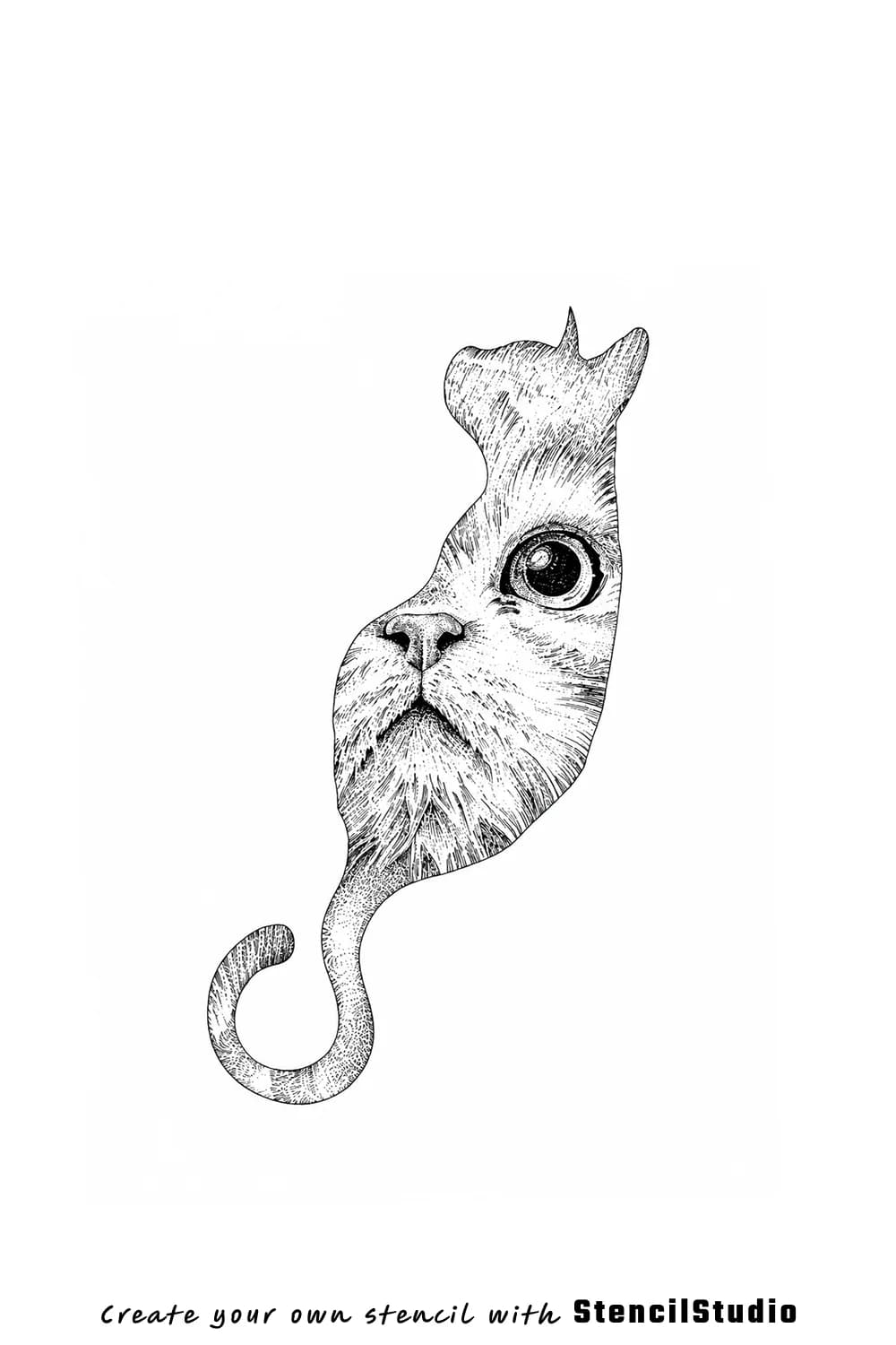 cat silhouette tattoo stencil example
