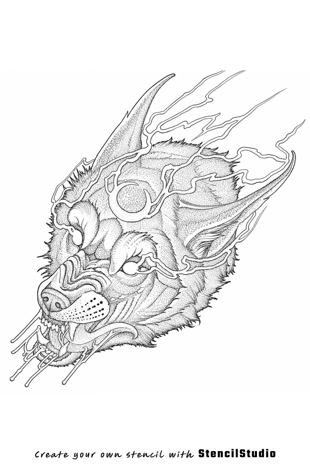 wolf tattoo stencil example
