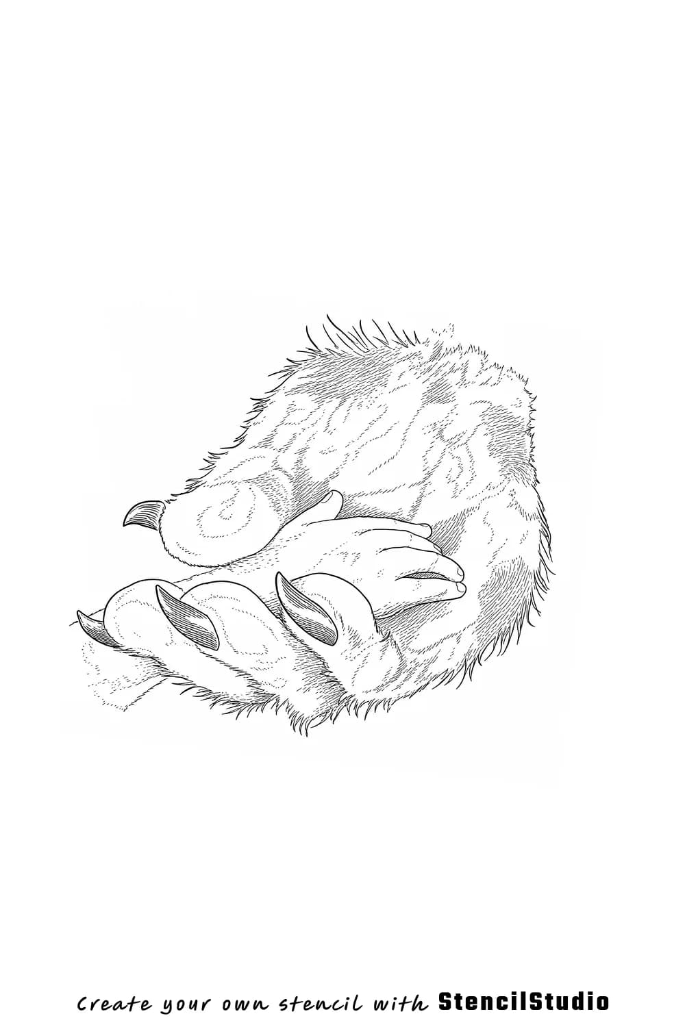 paw holding baby hand tattoo stencil example