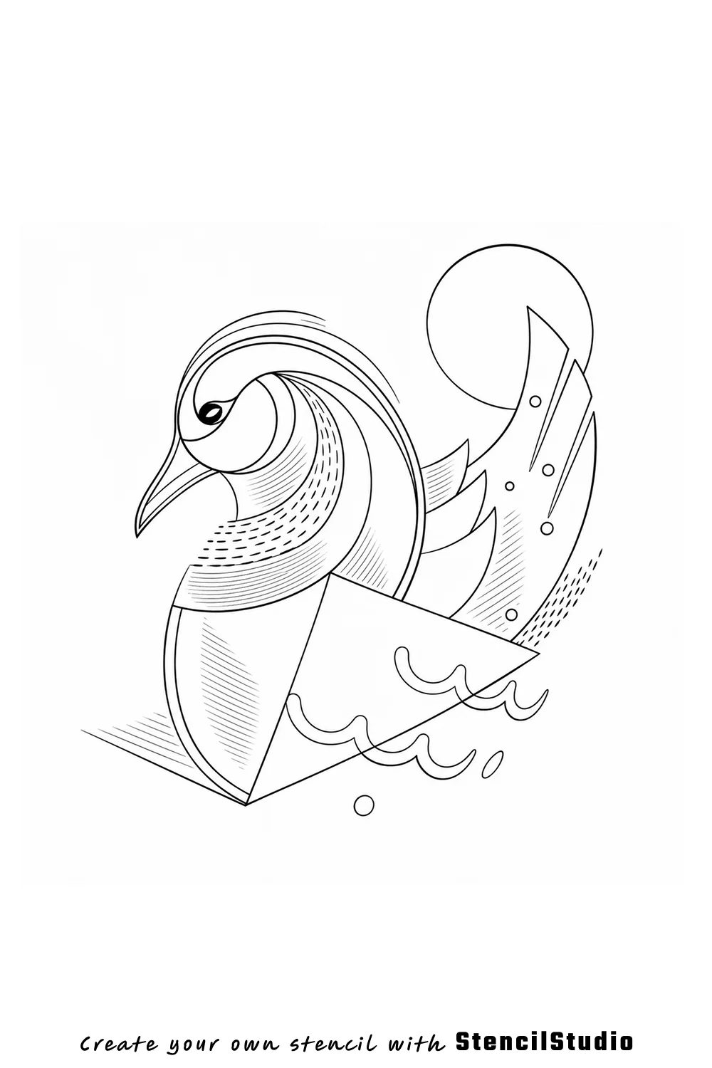 mandarin duck tattoo stencil example