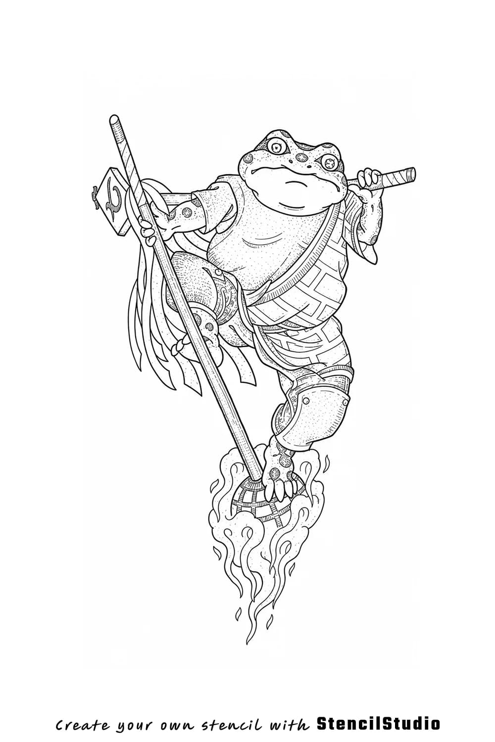 samurai frog tattoo stencil example