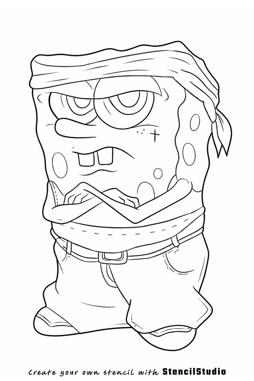 Edgy SpongeBob parody tattoo stencil example