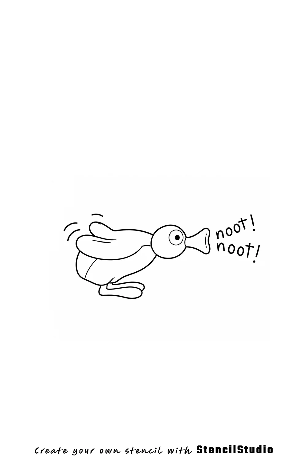 Cartoon penguin trumpet beak tattoo stencil example