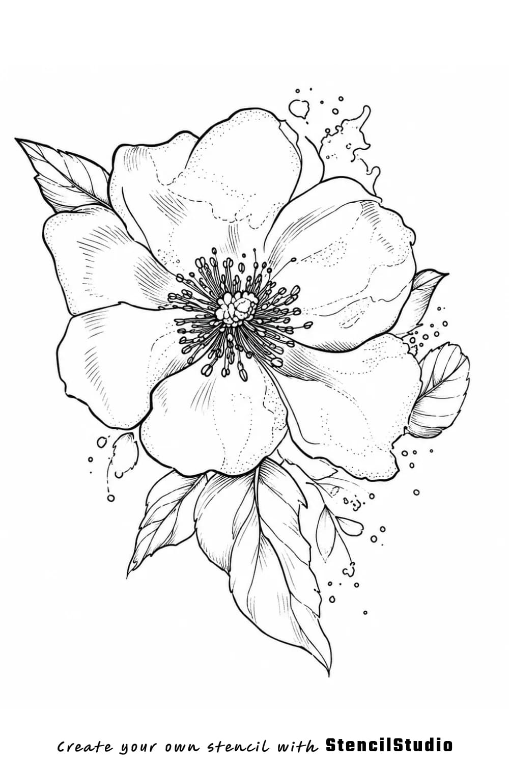 wild rose tattoo stencil example