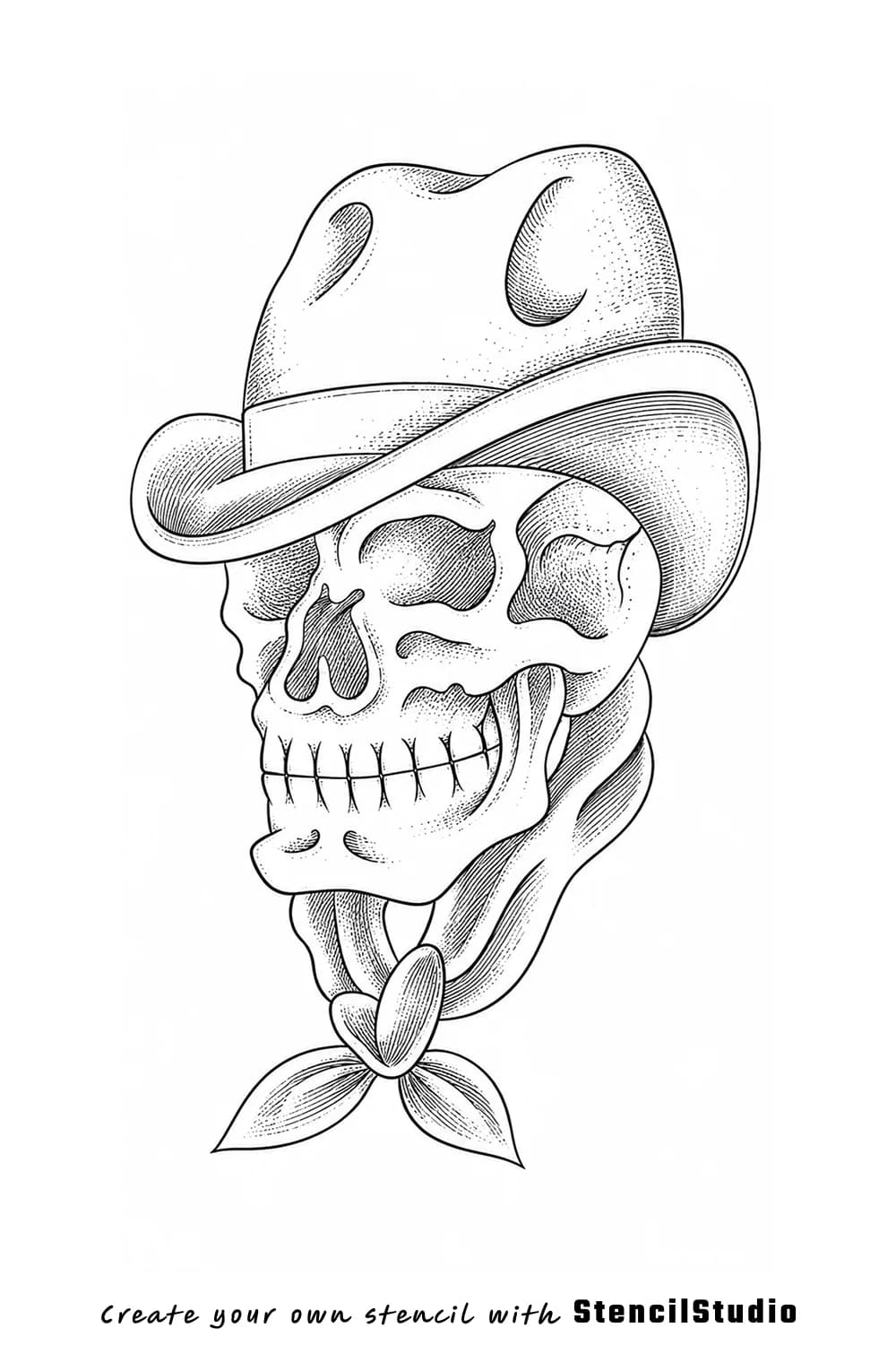 cowboy skull tattoo stencil example