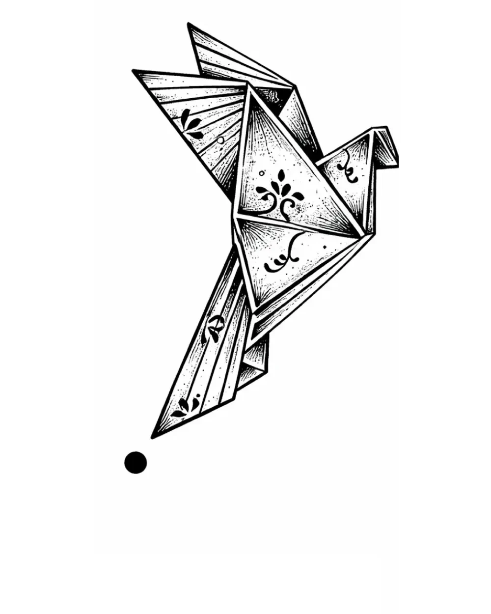 Origami birds tattoo stencil result