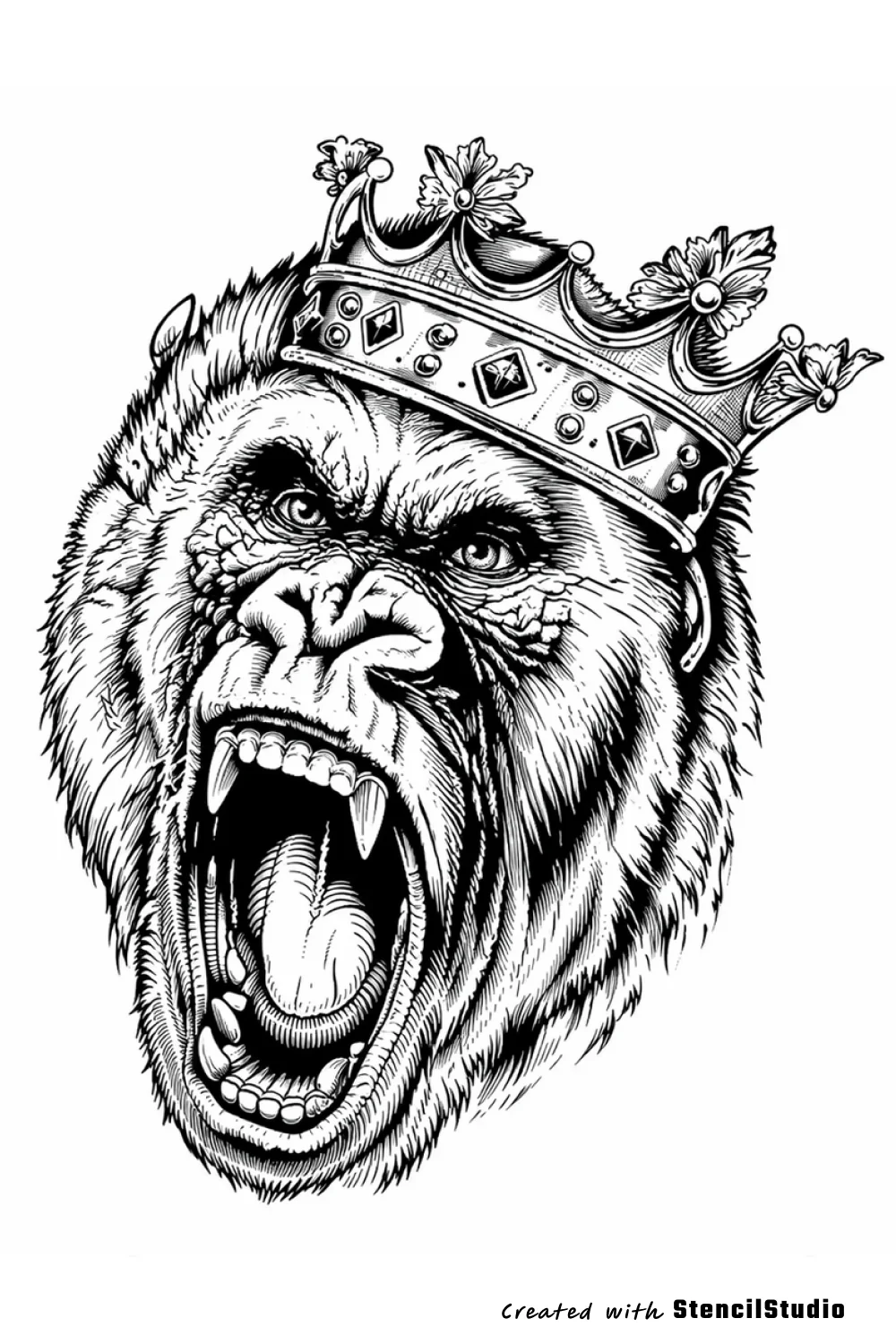 Animal Tattoo Stencil Group example featuring gorilla linework and readable silhouette