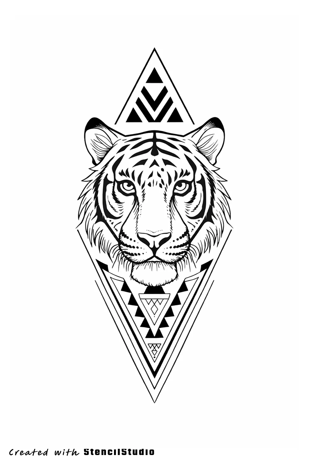 Tiger tattoo stencil example